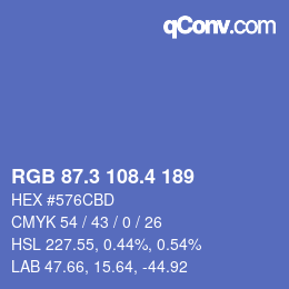 カラーコード: RGB 87.3 108.4 189 | qconv.com