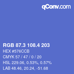 カラーコード: RGB 87.3 108.4 203 | qconv.com