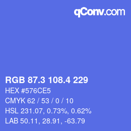 カラーコード: RGB 87.3 108.4 229 | qconv.com