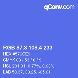 カラーコード: RGB 87.3 108.4 233 | qconv.com