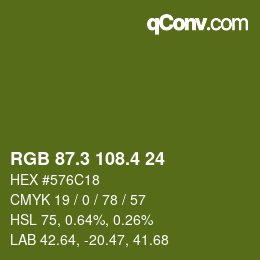 カラーコード: RGB 87.3 108.4 24 | qconv.com