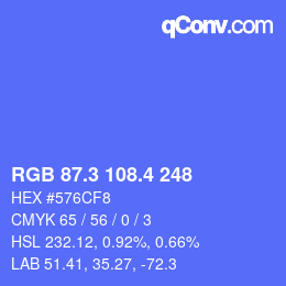 カラーコード: RGB 87.3 108.4 248 | qconv.com