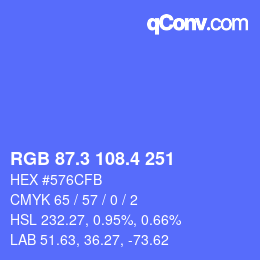 カラーコード: RGB 87.3 108.4 251 | qconv.com