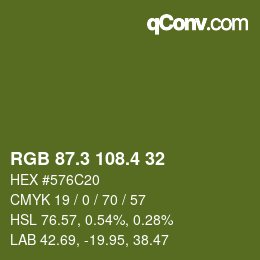 カラーコード: RGB 87.3 108.4 32 | qconv.com