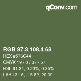 カラーコード: RGB 87.3 108.4 68 | qconv.com