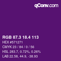 カラーコード: RGB 87.3 18.4 113 | qconv.com