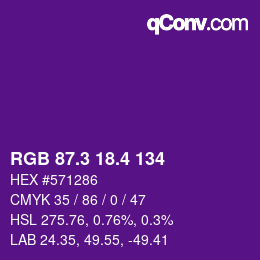 カラーコード: RGB 87.3 18.4 134 | qconv.com