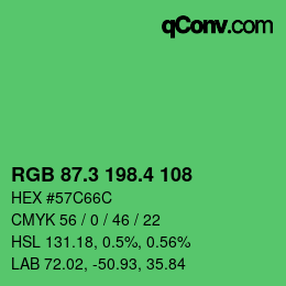 カラーコード: RGB 87.3 198.4 108 | qconv.com