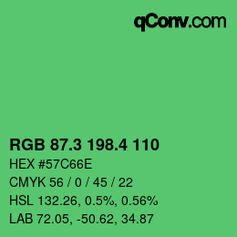 カラーコード: RGB 87.3 198.4 110 | qconv.com