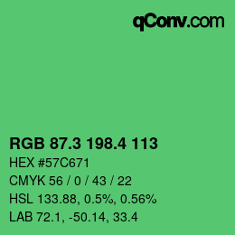 カラーコード: RGB 87.3 198.4 113 | qconv.com