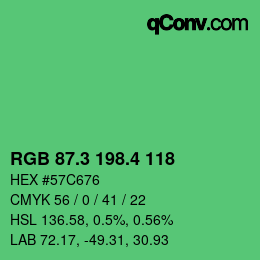 カラーコード: RGB 87.3 198.4 118 | qconv.com