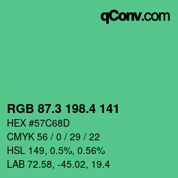 カラーコード: RGB 87.3 198.4 141 | qconv.com
