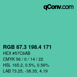 カラーコード: RGB 87.3 198.4 171 | qconv.com