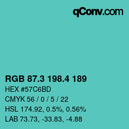 カラーコード: RGB 87.3 198.4 189 | qconv.com
