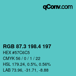 カラーコード: RGB 87.3 198.4 197 | qconv.com