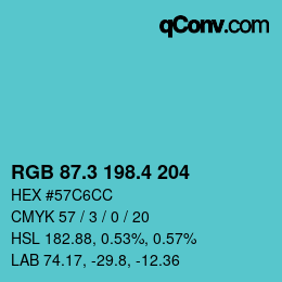 カラーコード: RGB 87.3 198.4 204 | qconv.com
