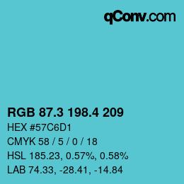 カラーコード: RGB 87.3 198.4 209 | qconv.com