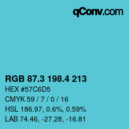 カラーコード: RGB 87.3 198.4 213 | qconv.com