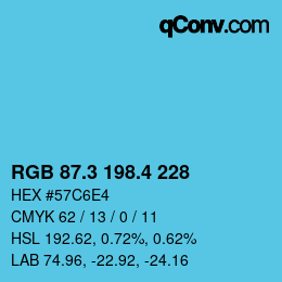 カラーコード: RGB 87.3 198.4 228 | qconv.com
