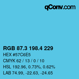 カラーコード: RGB 87.3 198.4 229 | qconv.com