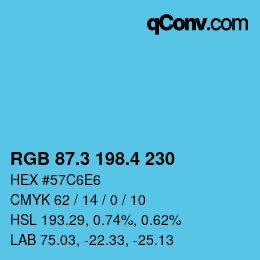 カラーコード: RGB 87.3 198.4 230 | qconv.com