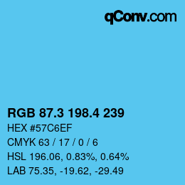 カラーコード: RGB 87.3 198.4 239 | qconv.com