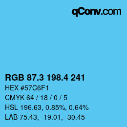 カラーコード: RGB 87.3 198.4 241 | qconv.com