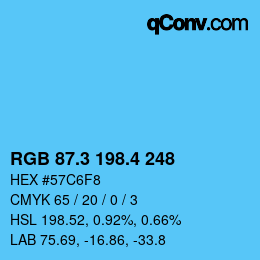 カラーコード: RGB 87.3 198.4 248 | qconv.com