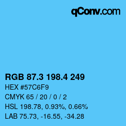カラーコード: RGB 87.3 198.4 249 | qconv.com