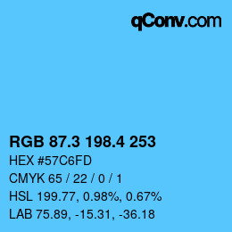 カラーコード: RGB 87.3 198.4 253 | qconv.com