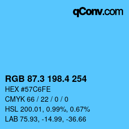 カラーコード: RGB 87.3 198.4 254 | qconv.com