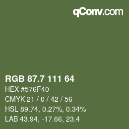 カラーコード: RGB 87.7 111 64 | qconv.com