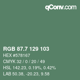 カラーコード: RGB 87.7 129 103 | qconv.com