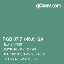 カラーコード: RGB 87.7 146.6 129 | qconv.com