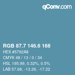 カラーコード: RGB 87.7 146.6 168 | qconv.com