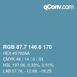カラーコード: RGB 87.7 146.6 170 | qconv.com