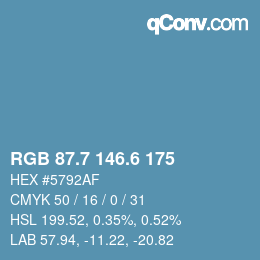 カラーコード: RGB 87.7 146.6 175 | qconv.com