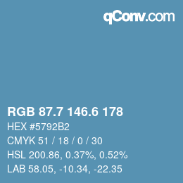 カラーコード: RGB 87.7 146.6 178 | qconv.com