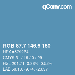 カラーコード: RGB 87.7 146.6 180 | qconv.com