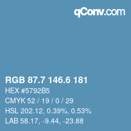 カラーコード: RGB 87.7 146.6 181 | qconv.com
