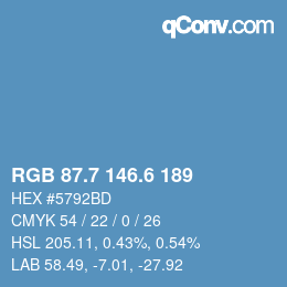 カラーコード: RGB 87.7 146.6 189 | qconv.com