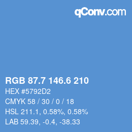 カラーコード: RGB 87.7 146.6 210 | qconv.com