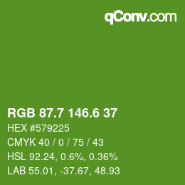 カラーコード: RGB 87.7 146.6 37 | qconv.com