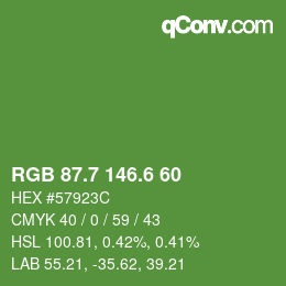 カラーコード: RGB 87.7 146.6 60 | qconv.com