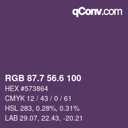 カラーコード: RGB 87.7 56.6 100 | qconv.com
