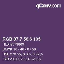 カラーコード: RGB 87.7 56.6 105 | qconv.com