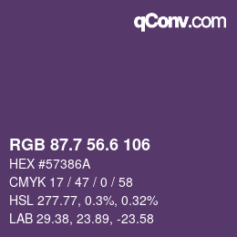 カラーコード: RGB 87.7 56.6 106 | qconv.com