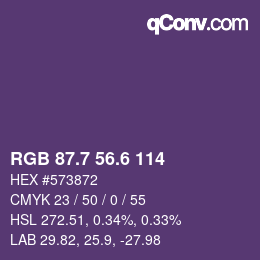 カラーコード: RGB 87.7 56.6 114 | qconv.com