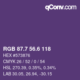 カラーコード: RGB 87.7 56.6 118 | qconv.com