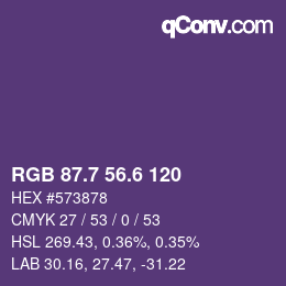 カラーコード: RGB 87.7 56.6 120 | qconv.com